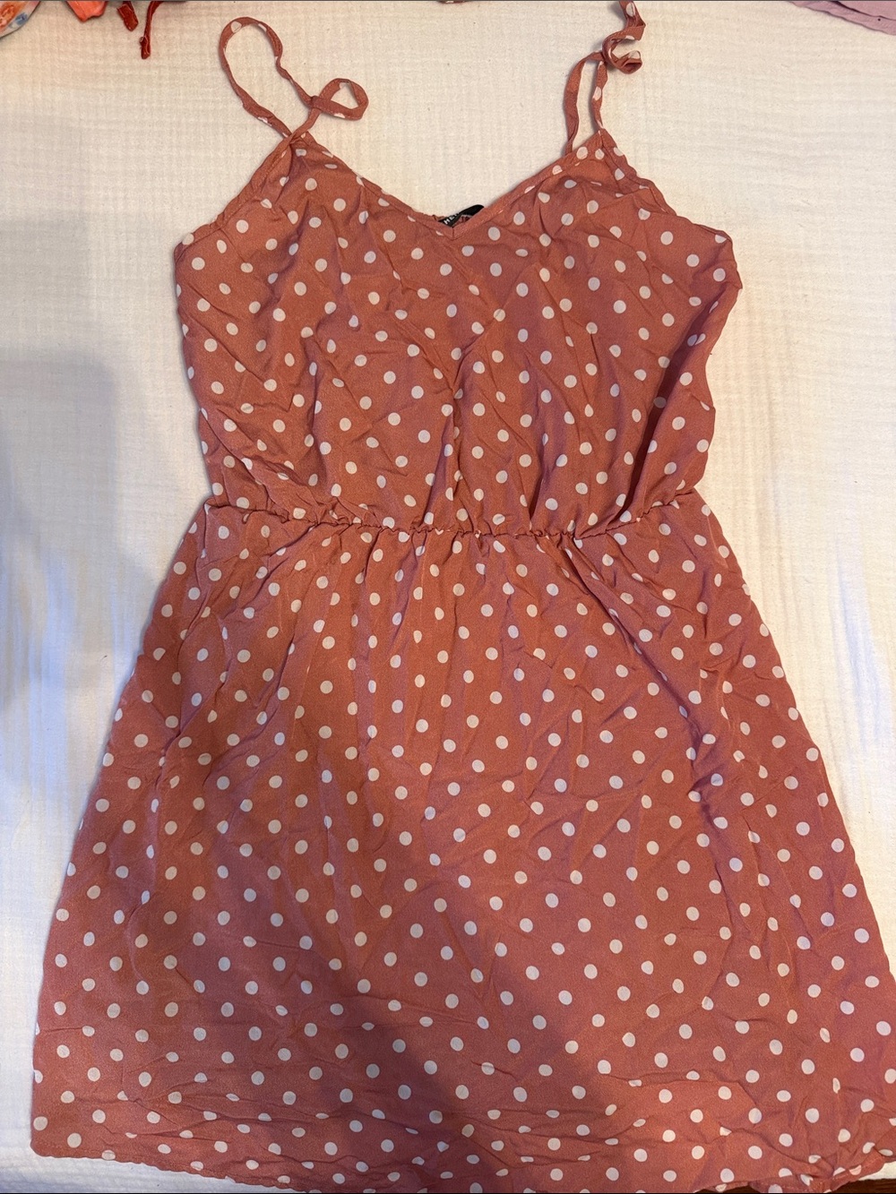 SHEIN Rust Pink Polka Dot Mini Sundress